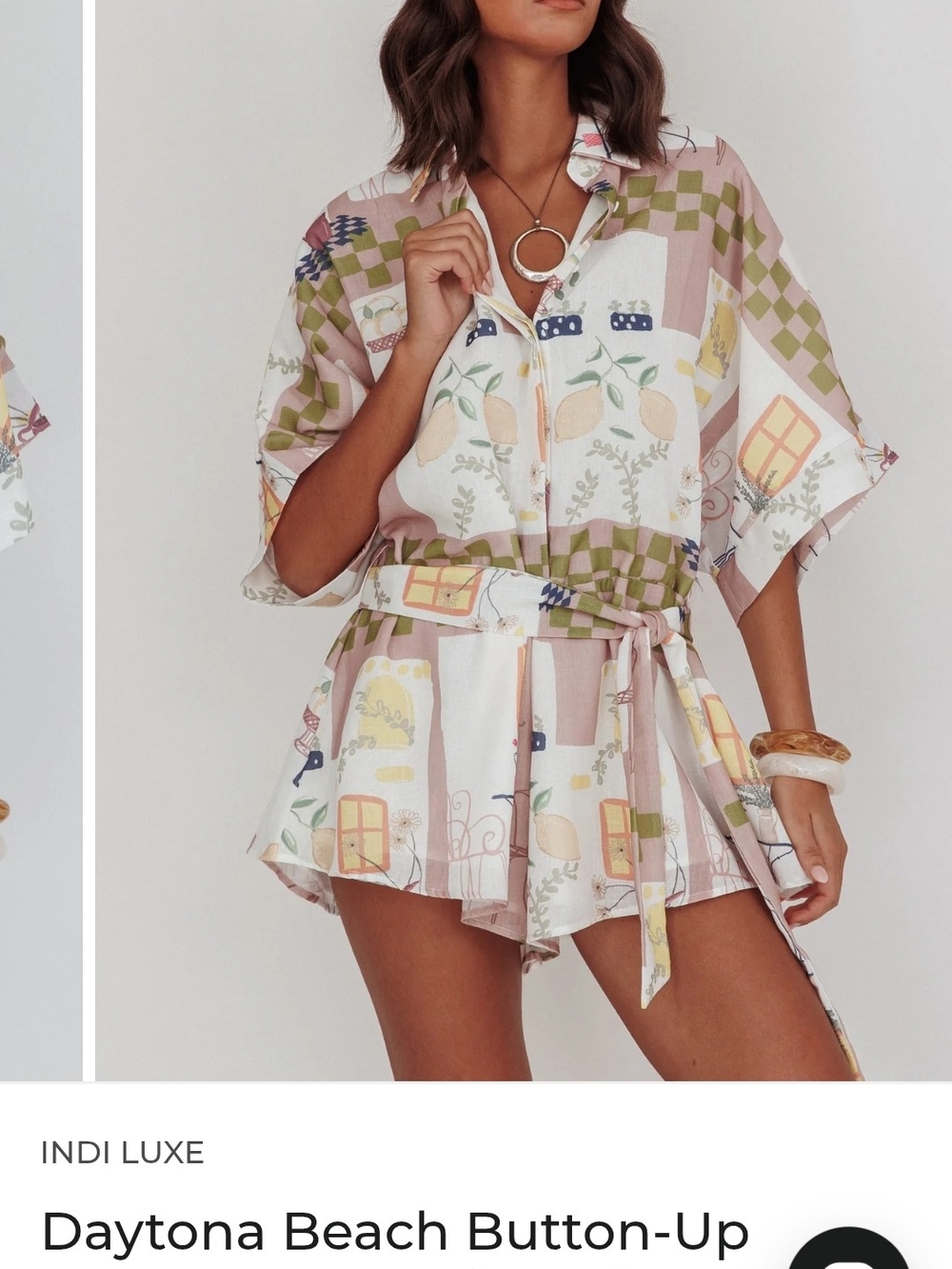 Daytona Beach Button-Up Romper in Pastel Print